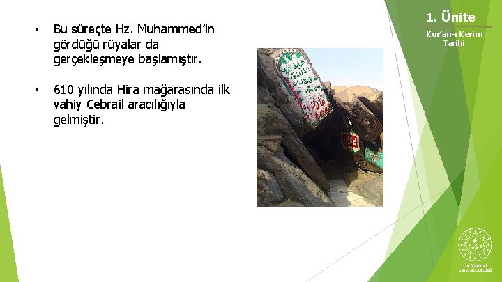 • Bu süreçte Hz. Muhammed’in gördüğü rüyalar da gerçekleşmeye başlamıştır. • 610 yılında • Bu süreçte Hz. Muhammed’in gördüğü rüyalar da gerçekleşmeye başlamıştır. • 610 yılında