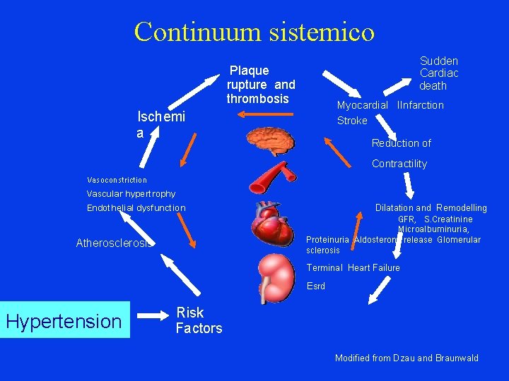 Continuum sistemico Sudden Cardiac death Plaque rupture and thrombosis Myocardial IInfarction Stroke Ischemi a