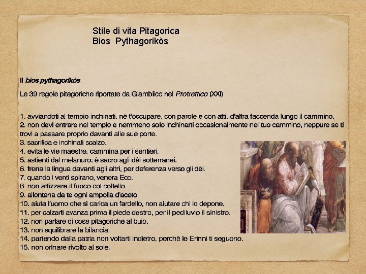 Stile di vita Pitagorica Bios Pythagorikòs 