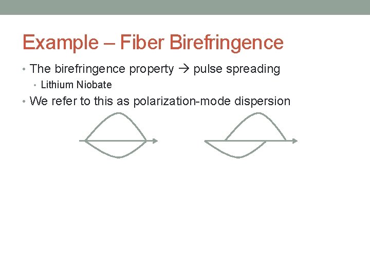 Example – Fiber Birefringence • The birefringence property pulse spreading • Lithium Niobate •