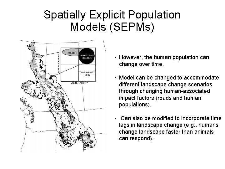 Spatially Explicit Population Models (SEPMs) • However, the human population can change over time.