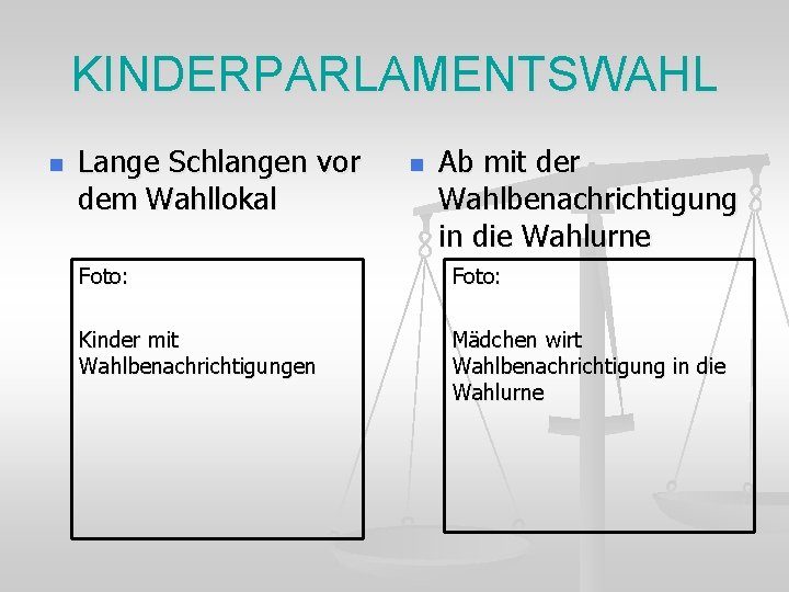 KINDERPARLAMENTSWAHL n Lange Schlangen vor dem Wahllokal n Ab mit der Wahlbenachrichtigung in die