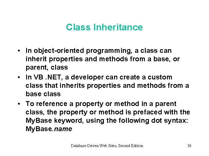 Class Inheritance • In object-oriented programming, a class can inherit properties and methods from Class Inheritance • In object-oriented programming, a class can inherit properties and methods from