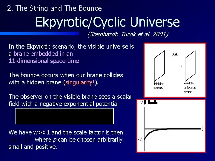 2. The String and The Bounce Ekpyrotic/Cyclic Universe (Steinhardt, Turok et al. 2001) In
