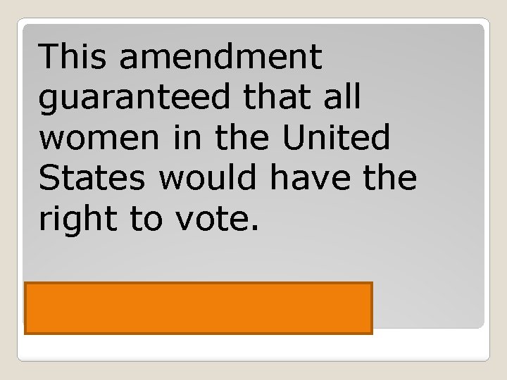 This amendment guaranteed that all women in the United States would have the right
