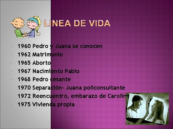  1960 1962 1965 1967 1968 1970 1972 1975 Pedro y Juana se conocen