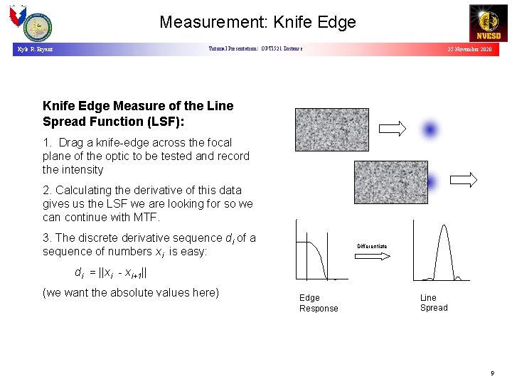 Measurement: Knife Edge Tutorial Presentation: OPTI 521 Distance Kyle R. Bryant 25 November 2020