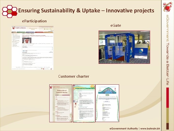 Ensuring Sustainability & Uptake – Innovative projects e. Participation e. Gate Customer charter 