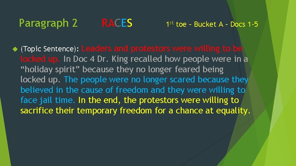 Paragraph 2 RACES 1 st toe – Bucket A – Docs 1 -5 (Topic