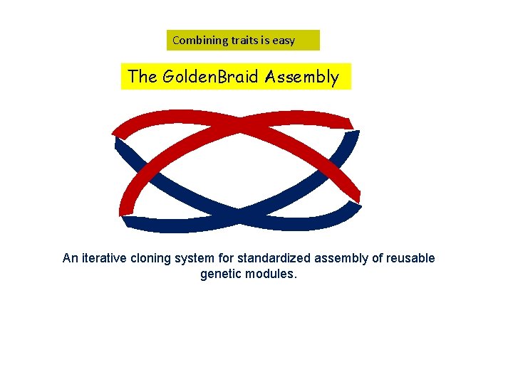Combining traits is easy The Golden. Braid Assembly An iterative cloning system for standardized