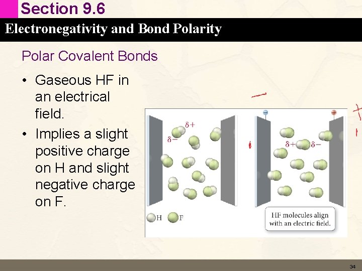 Section 9. 6 Electronegativity and Bond Polarity Polar Covalent Bonds • Gaseous HF in