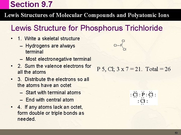 Section 9. 7 Lewis Structures of Molecular Compounds and Polyatomic Ions Lewis Structure for