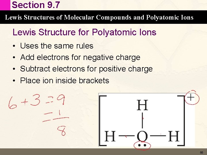 Section 9. 7 Lewis Structures of Molecular Compounds and Polyatomic Ions Lewis Structure for