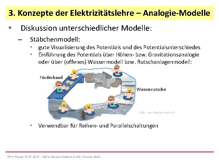 3. Konzepte der Elektrizitätslehre – Analogie-Modelle Diskussion unterschiedlicher Modelle: – Stäbchenmodell: • gute Visualisierung