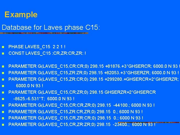 Example Database for Laves phase C 15: n n n PHASE LAVES_C 15 2