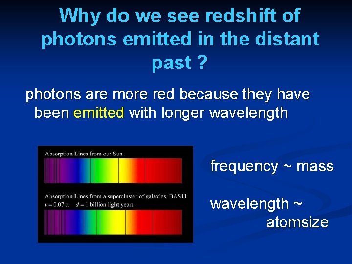 Why do we see redshift of photons emitted in the distant past ? photons