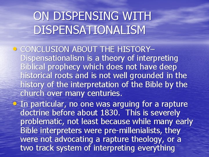 ON DISPENSING WITH DISPENSATIONALISM BEN WITHERINGTON ON DISPENSING