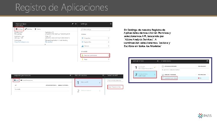 Registro de Aplicaciones En Settings de nuestro Registro de Aplicaciones damos click en Permisos