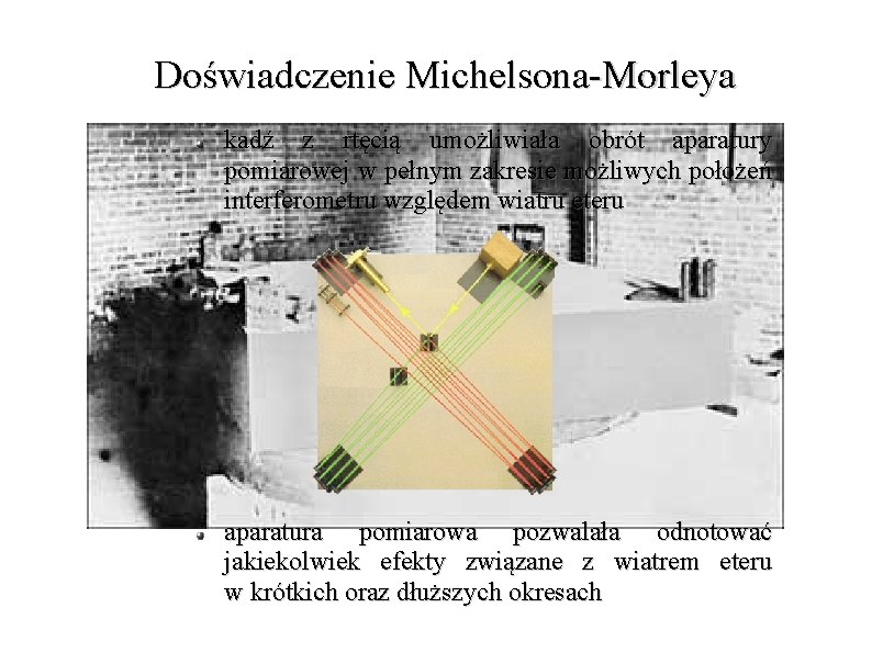 Doświadczenie Michelsona-Morleya kadź z rtęcią umożliwiała obrót aparatury pomiarowej w pełnym zakresie możliwych położeń