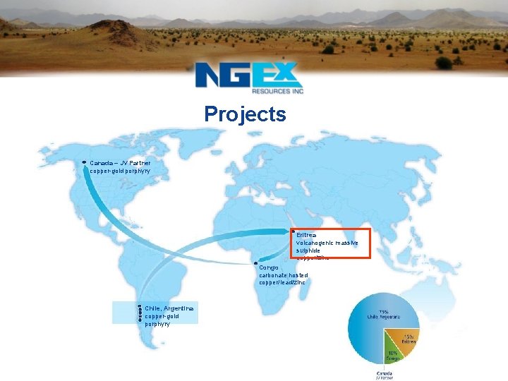 Projects Canada – JV Partner copper-gold porphyry Eritrea volcanogenic massive sulphide copper/zinc Congo carbonate