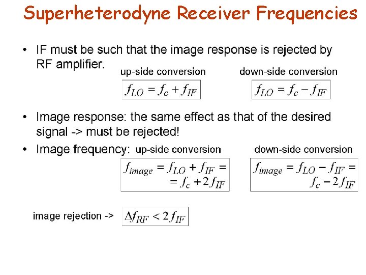 Superheterodyne Receiver Frequencies 