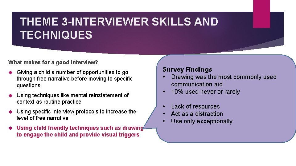 THEME 3 -INTERVIEWER SKILLS AND TECHNIQUES What makes for a good interview? Giving a