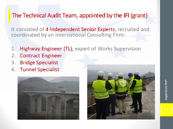 The Technical Audit Team, appointed by the IFI (grant) It consisted of 4 Independent