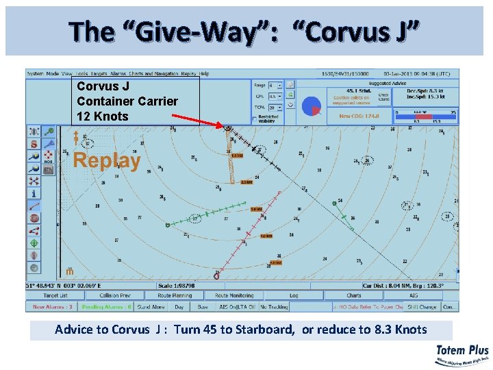 The “Give-Way”: “Corvus J” Corvus J Container Carrier 12 Knots Advice to Corvus J