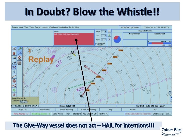 In Doubt? Blow the Whistle!! The Give-Way vessel does not act – HAIL for