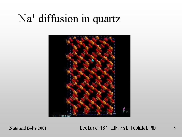 Na+ diffusion in quartz Nuts and Bolts 2001 Lecture 18: �First look�at MD 5