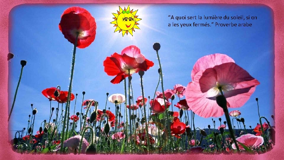 “A quoi sert la lumière du soleil, si on a les yeux fermés. ”