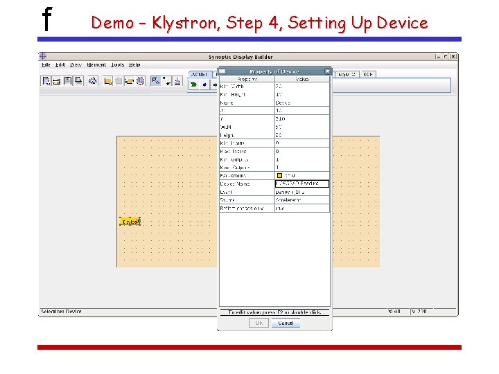 f Demo – Klystron, Step 4, Setting Up Device 