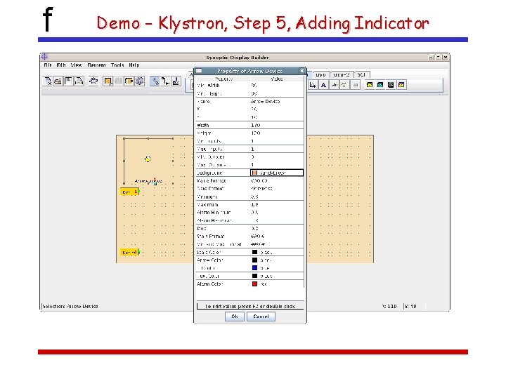 f Demo – Klystron, Step 5, Adding Indicator 