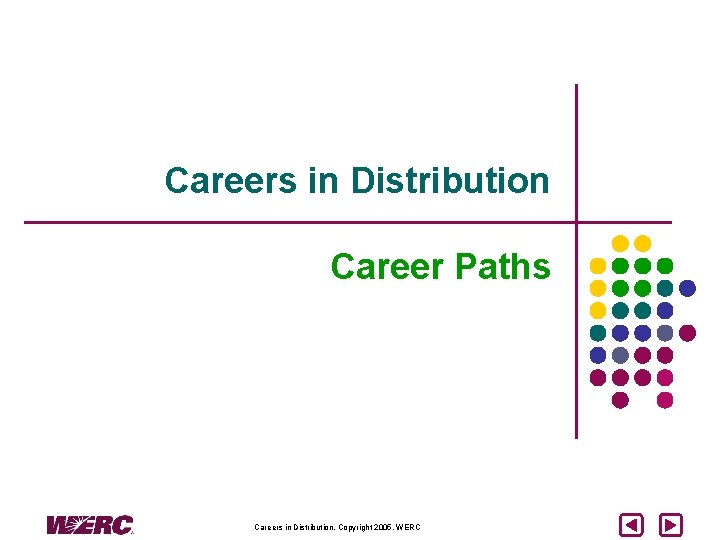 Careers in Distribution Career Paths Careers in Distribution, Copyright 2005, WERC 