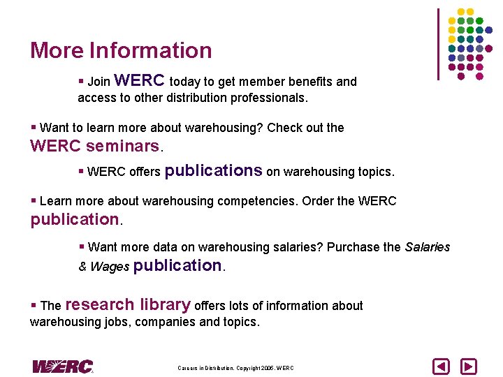 More Information § Join WERC today to get member benefits and access to other