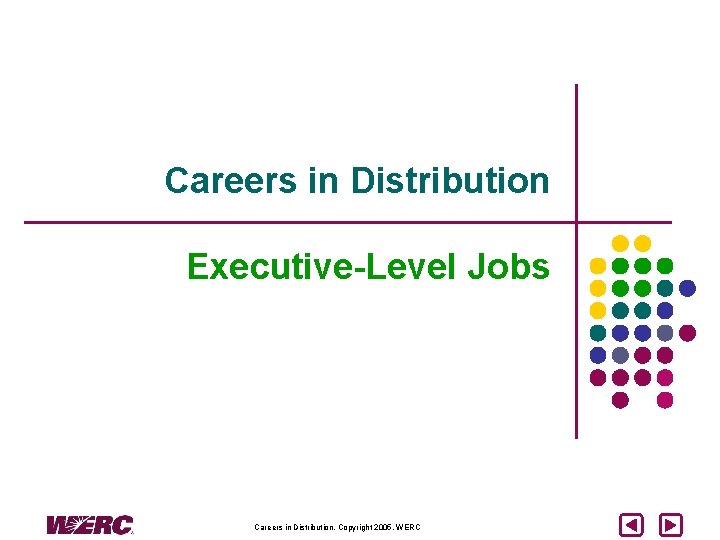 Careers in Distribution Executive-Level Jobs Careers in Distribution, Copyright 2005, WERC 