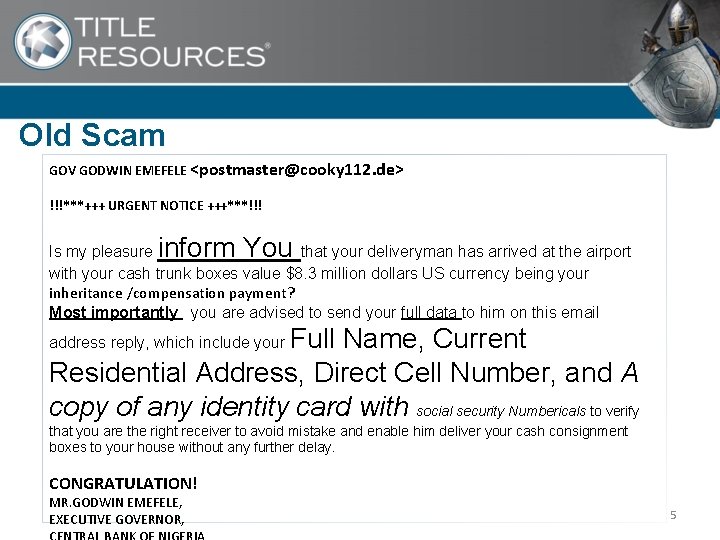 Old Scam GOV GODWIN EMEFELE <postmaster@cooky 112. de> !!!***+++ URGENT NOTICE +++***!!! inform You