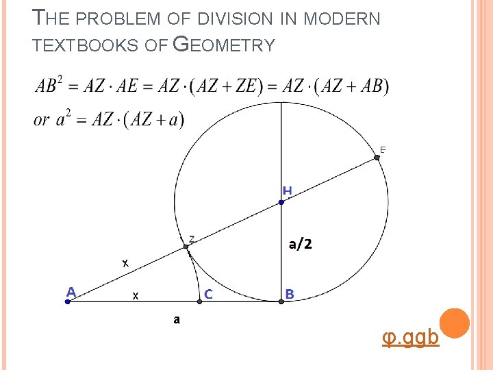 THE PROBLEM OF DIVISION IN MODERN TEXTBOOKS OF GEOMETRY x x a φ. ggb