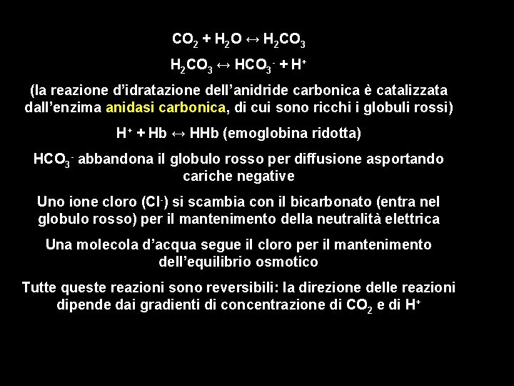 CO 2 + H 2 O ↔ H 2 CO 3 ↔ HCO 3