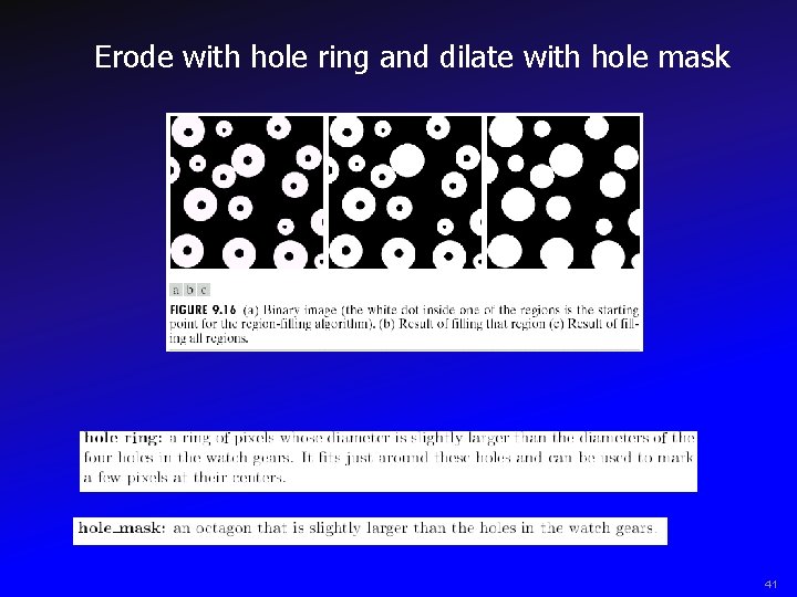 Erode with hole ring and dilate with hole mask 41 