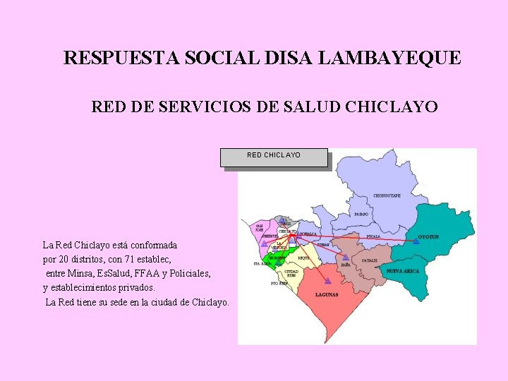 RESPUESTA SOCIAL DISA LAMBAYEQUE RED DE SERVICIOS DE SALUD CHICLAYO RED CHICLAYO La Red