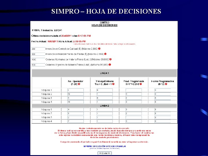 SIMPRO – HOJA DE DECISIONES 