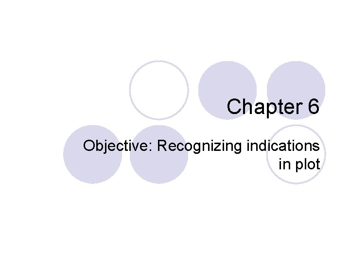 Chapter 6 Objective: Recognizing indications in plot 