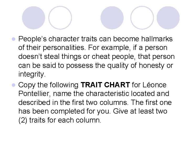 People’s character traits can become hallmarks of their personalities. For example, if a person