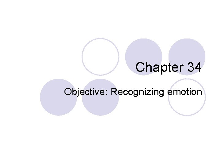 Chapter 34 Objective: Recognizing emotion 