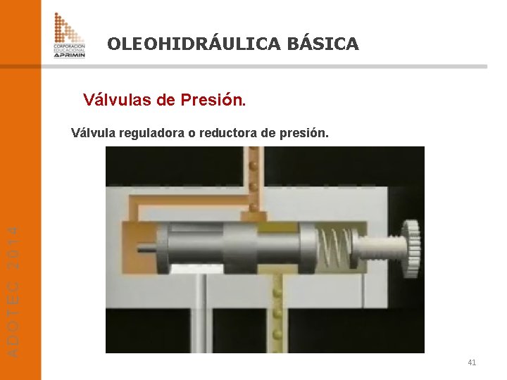 OLEOHIDRÁULICA BÁSICA Válvulas de Presión. Válvula reguladora o reductora de presión. 41 