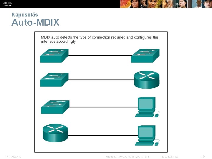 Kapcsolás Auto-MDIX Presentation_ID © 2008 Cisco Systems, Inc. All rights reserved. Cisco Confidential 49
