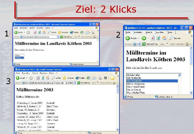 Ziel: 2 Klicks 1 3 2 