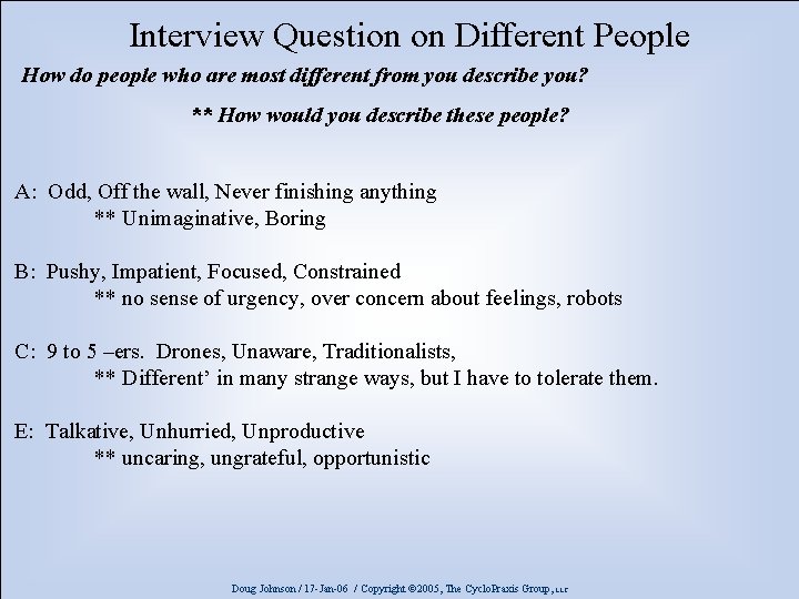 Interview Question on Different People How do people who are most different from you
