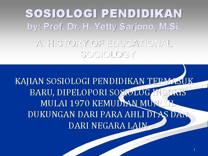 Sosiologi Pendidikan By Prof Dr H Yetty Sarjono